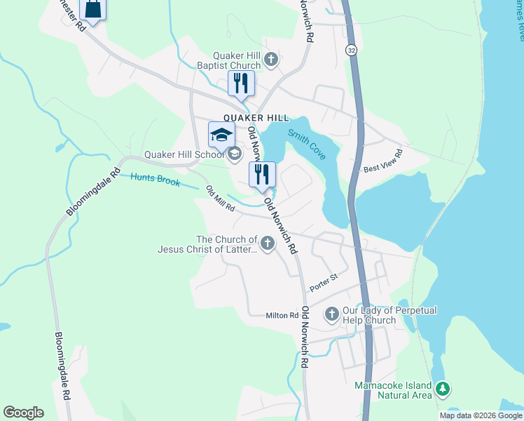 map of restaurants, bars, coffee shops, grocery stores, and more near 98 Old Norwich Road in Waterford