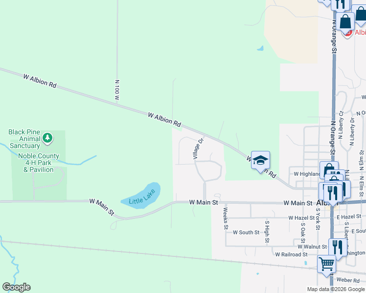 map of restaurants, bars, coffee shops, grocery stores, and more near 757 West Albion Road in Albion