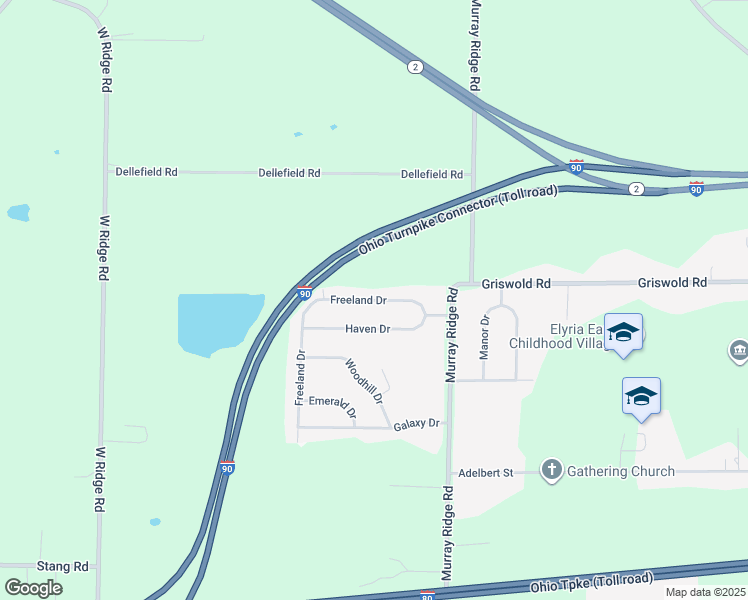 map of restaurants, bars, coffee shops, grocery stores, and more near 42891 Albrecht Road in Elyria
