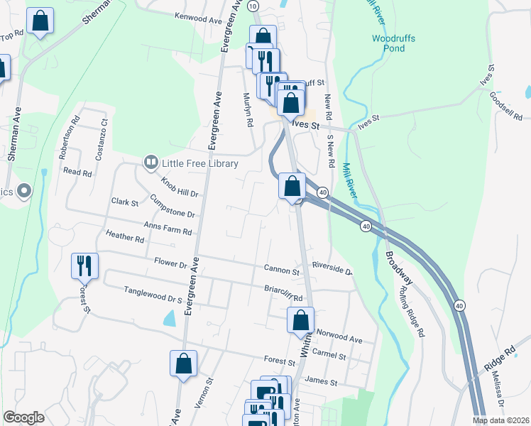 map of restaurants, bars, coffee shops, grocery stores, and more near 83 Charlton Hill Road in Hamden