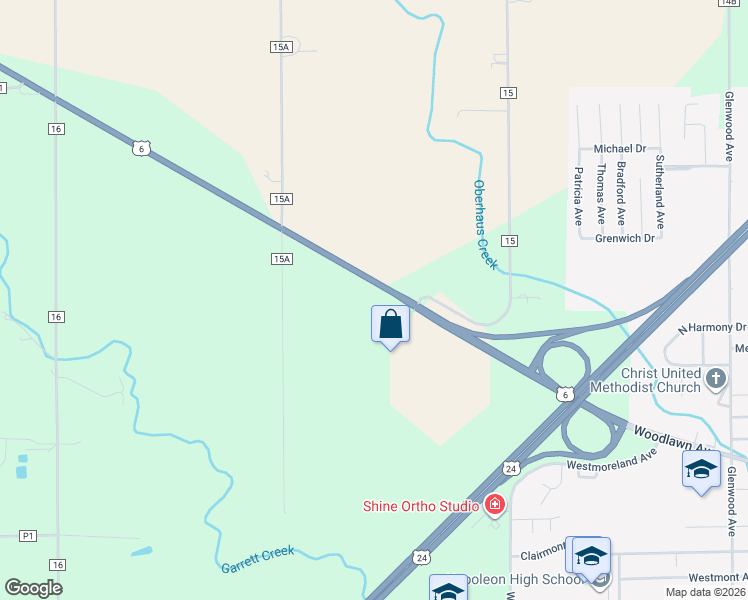 map of restaurants, bars, coffee shops, grocery stores, and more near 15 U.S. 6 in Napoleon