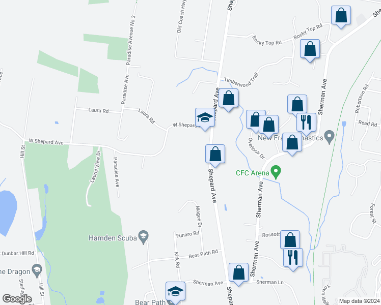 map of restaurants, bars, coffee shops, grocery stores, and more near 928 Shepard Avenue in Hamden