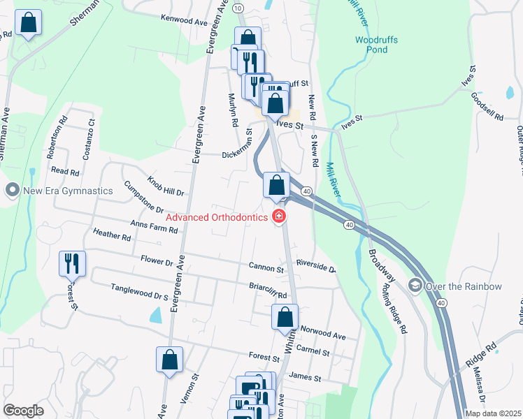 map of restaurants, bars, coffee shops, grocery stores, and more near 2860 Whitney Avenue in Hamden