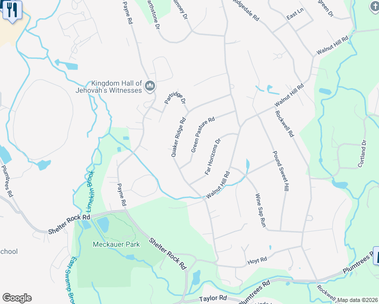 map of restaurants, bars, coffee shops, grocery stores, and more near 29 Green Pasture Road in Bethel