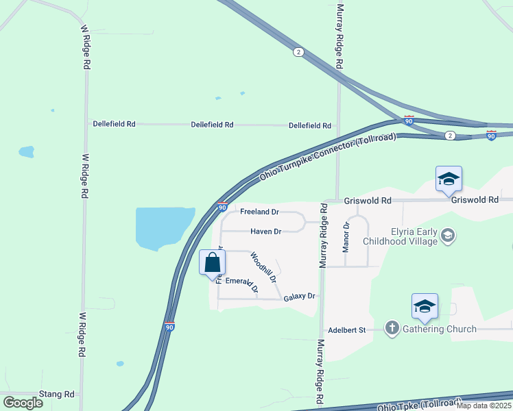 map of restaurants, bars, coffee shops, grocery stores, and more near 42926 Crestlane Drive in Elyria