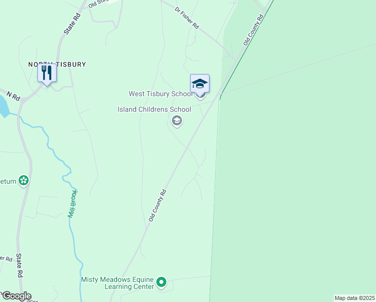 map of restaurants, bars, coffee shops, grocery stores, and more near 1 Nat's Farm Lane in West Tisbury
