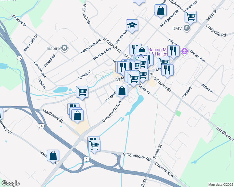 map of restaurants, bars, coffee shops, grocery stores, and more near 37 Prospect Avenue in Goshen