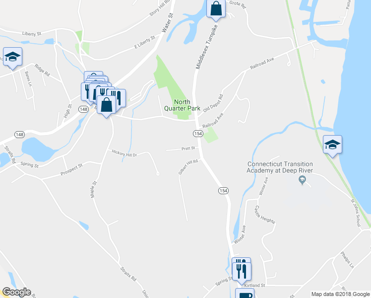 map of restaurants, bars, coffee shops, grocery stores, and more near 7 Pratt Street in Chester