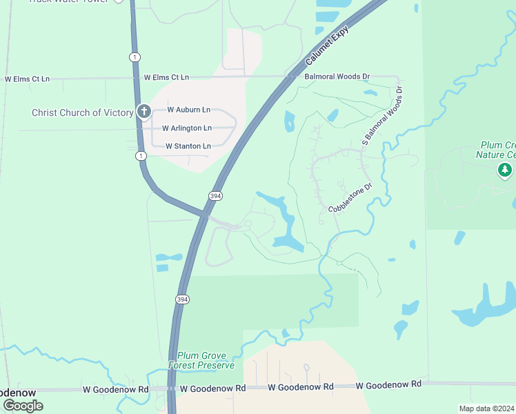 map of restaurants, bars, coffee shops, grocery stores, and more near 11 Village Woods Drive in Crete