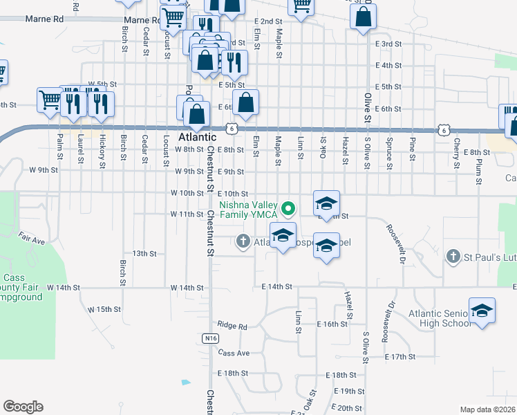 map of restaurants, bars, coffee shops, grocery stores, and more near in Atlantic