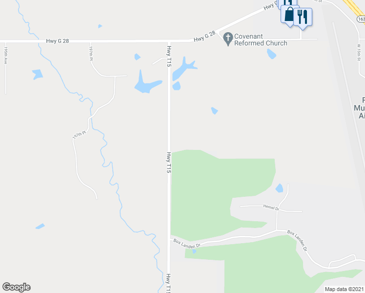 map of restaurants, bars, coffee shops, grocery stores, and more near 848 Highway T15 in Pella