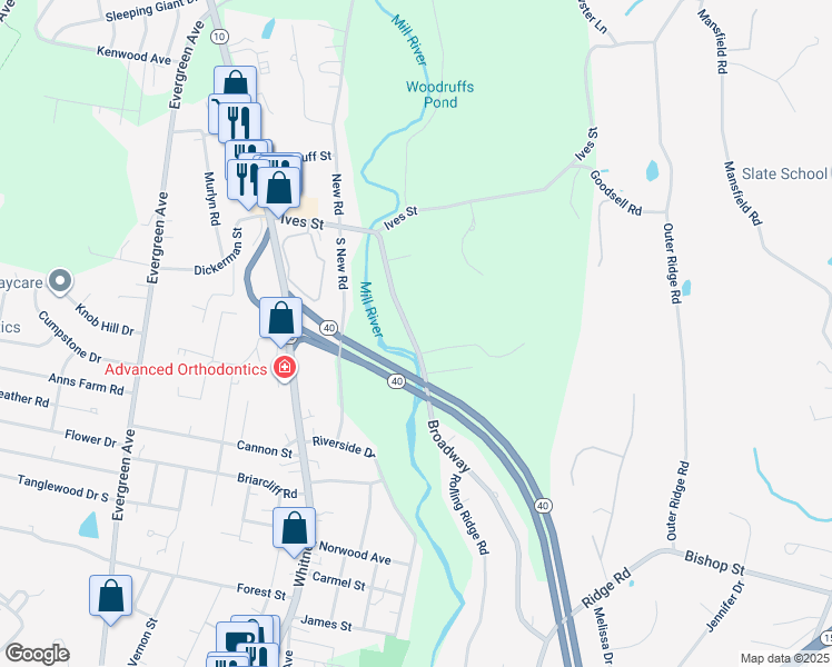 map of restaurants, bars, coffee shops, grocery stores, and more near 118 Broadway in Hamden
