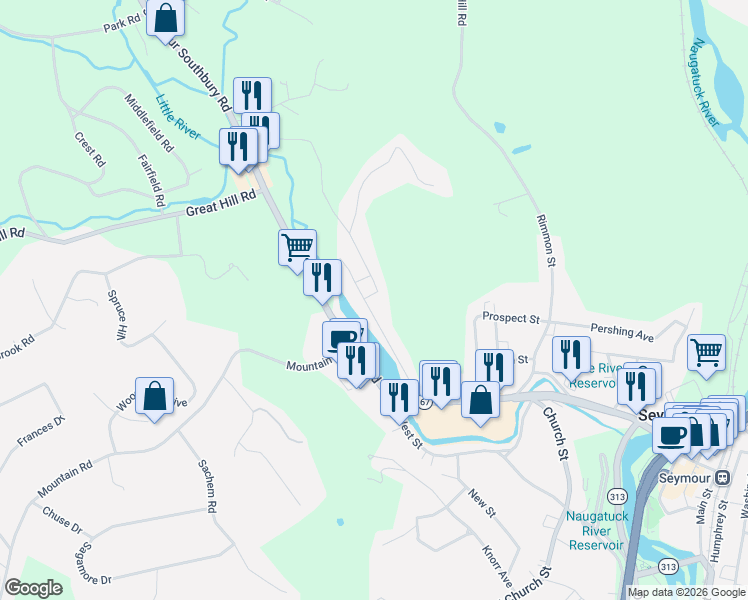map of restaurants, bars, coffee shops, grocery stores, and more near 6 Wyant Road in Oxford