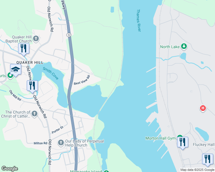 map of restaurants, bars, coffee shops, grocery stores, and more near 67 Scotch Cap Road in Waterford