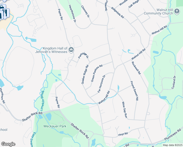 map of restaurants, bars, coffee shops, grocery stores, and more near 24 Quaker Ridge Road in Bethel