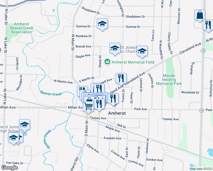 map of restaurants, bars, coffee shops, grocery stores, and more near 295 Cornell Avenue in Amherst
