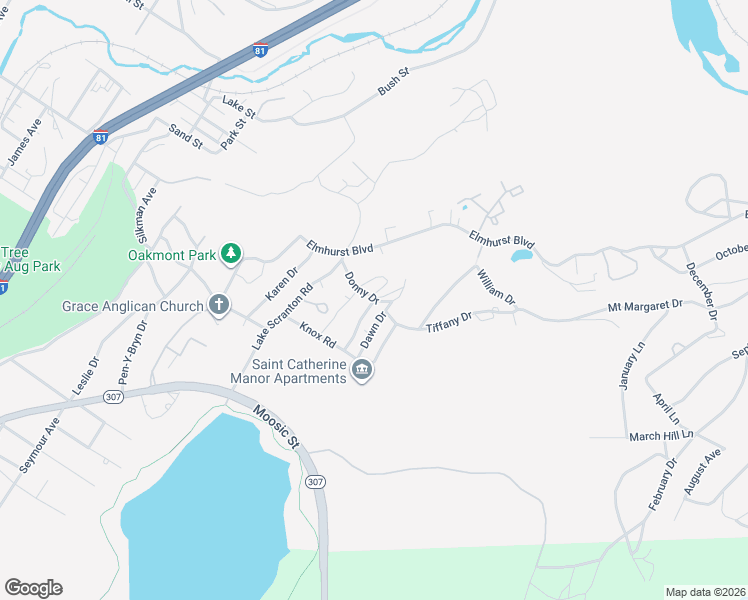 map of restaurants, bars, coffee shops, grocery stores, and more near 6 Donny Drive in Scranton