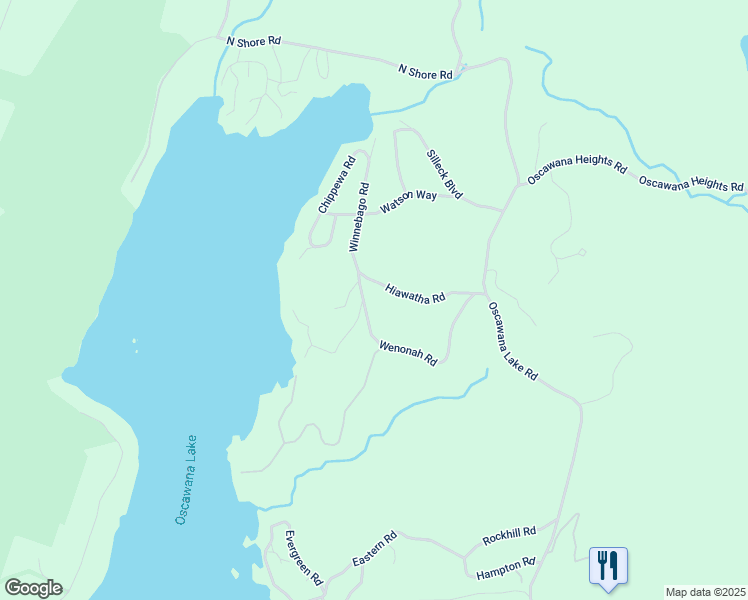 map of restaurants, bars, coffee shops, grocery stores, and more near 57 Hiawatha Road in Putnam Valley