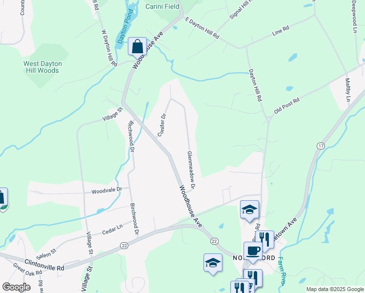 map of restaurants, bars, coffee shops, grocery stores, and more near 88 Glenmeadow Drive in Northford