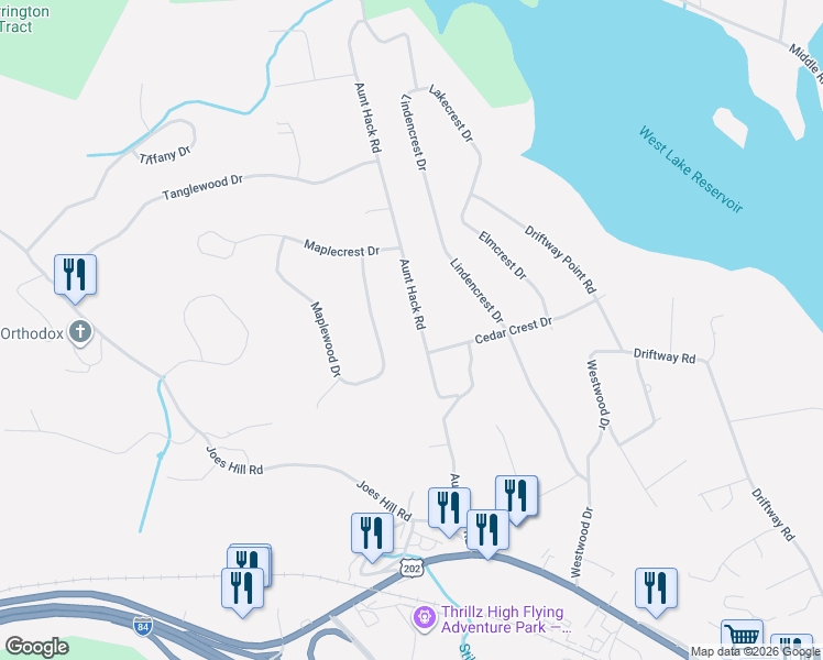 map of restaurants, bars, coffee shops, grocery stores, and more near 34 Aunt Hack Road in Danbury