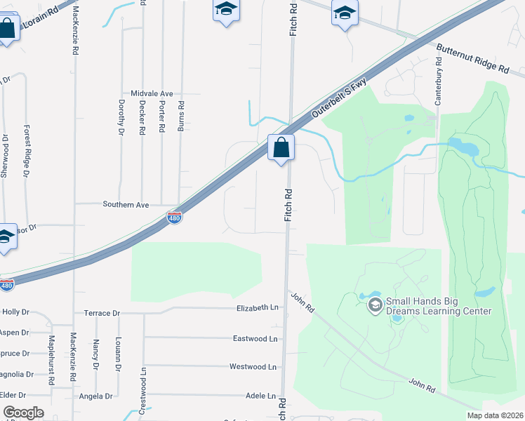 map of restaurants, bars, coffee shops, grocery stores, and more near 6109 Paisley Drive in North Olmsted