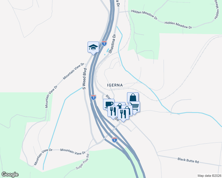 map of restaurants, bars, coffee shops, grocery stores, and more near 1998 Alves Rd in Weed