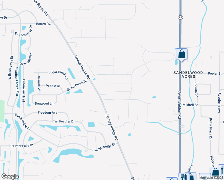 map of restaurants, bars, coffee shops, grocery stores, and more near 36334 Lands End Drive in North Ridgeville