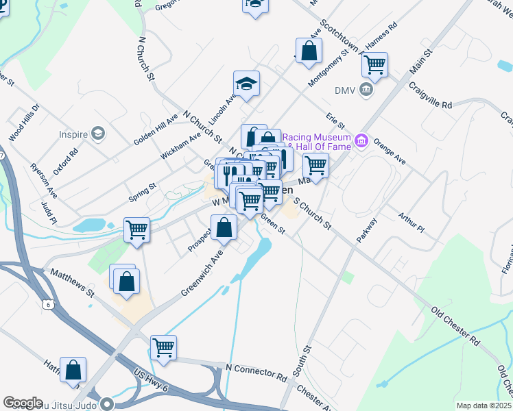 map of restaurants, bars, coffee shops, grocery stores, and more near in Goshen