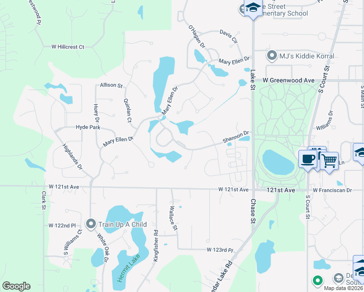 map of restaurants, bars, coffee shops, grocery stores, and more near 970 Ryan Court in Crown Point
