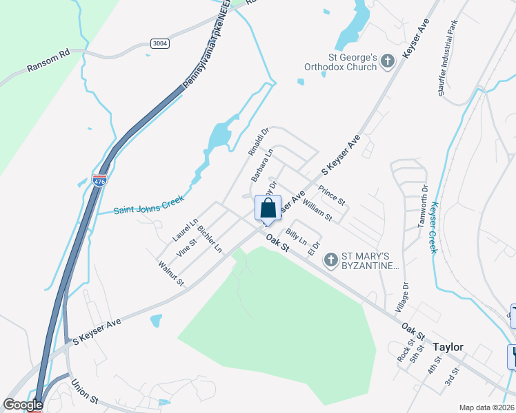 map of restaurants, bars, coffee shops, grocery stores, and more near 2 Barbara Lane in Taylor