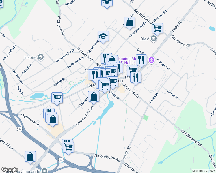 map of restaurants, bars, coffee shops, grocery stores, and more near in Goshen