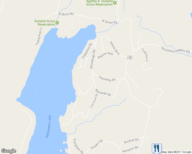 map of restaurants, bars, coffee shops, grocery stores, and more near 57 Hiawatha Road in Putnam Valley