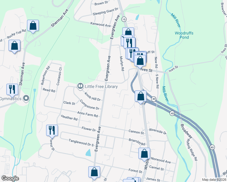 map of restaurants, bars, coffee shops, grocery stores, and more near 641 Evergreen Avenue in Hamden