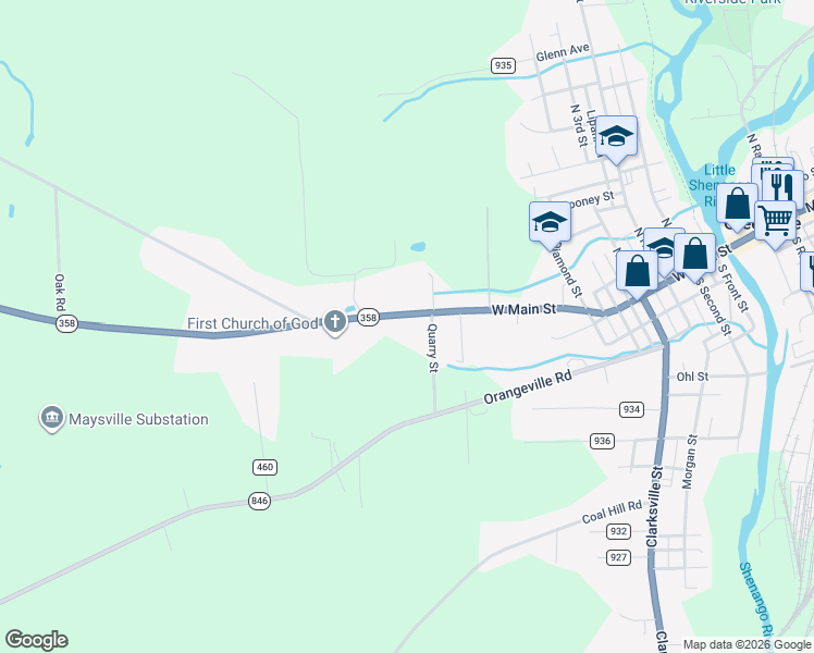 map of restaurants, bars, coffee shops, grocery stores, and more near 164 West Main Street in Greenville