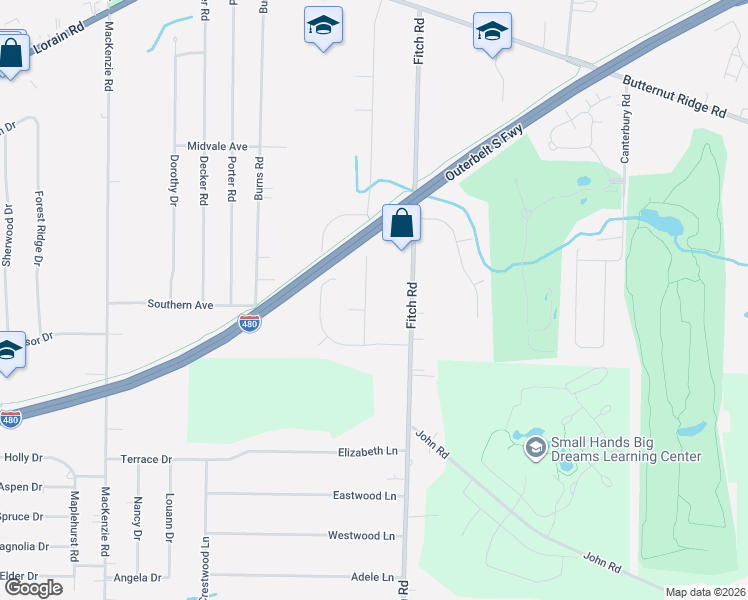 map of restaurants, bars, coffee shops, grocery stores, and more near 6109 Paisley Drive in North Olmsted