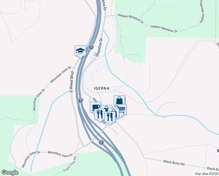 map of restaurants, bars, coffee shops, grocery stores, and more near 1536-1998 Alves Rd in Weed