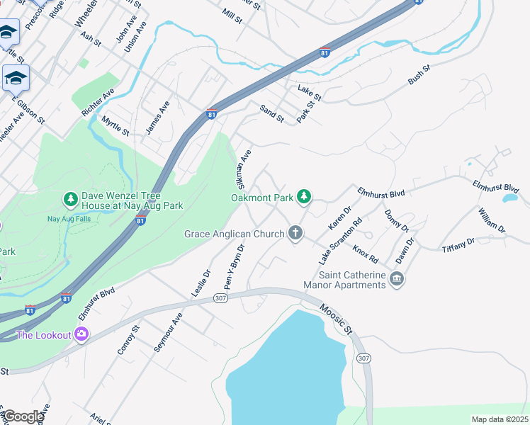 map of restaurants, bars, coffee shops, grocery stores, and more near 29 Pen-Y-Bryn Drive in Scranton