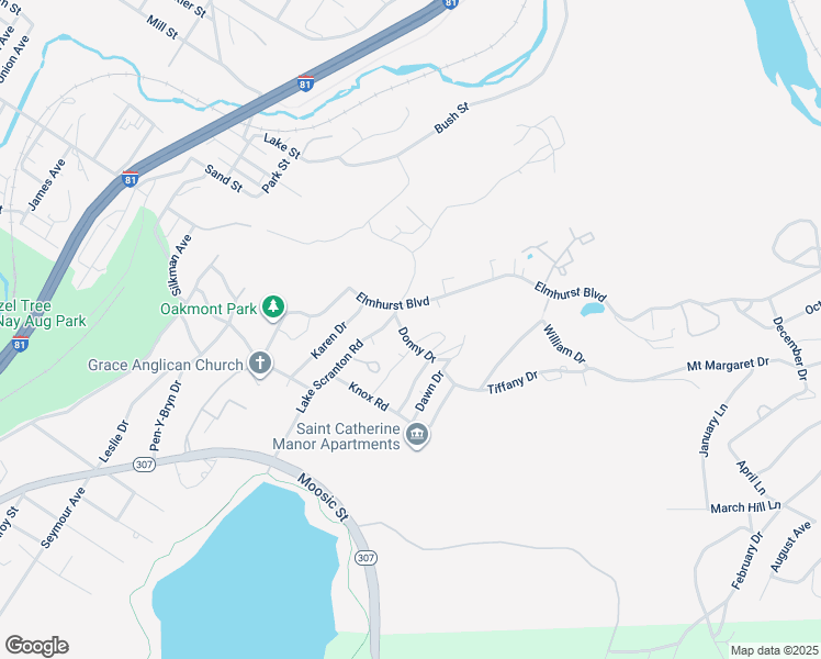 map of restaurants, bars, coffee shops, grocery stores, and more near 1 Donny Dr in Scranton