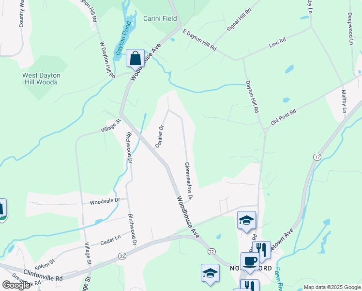 map of restaurants, bars, coffee shops, grocery stores, and more near 88 Glenmeadow Drive in Northford