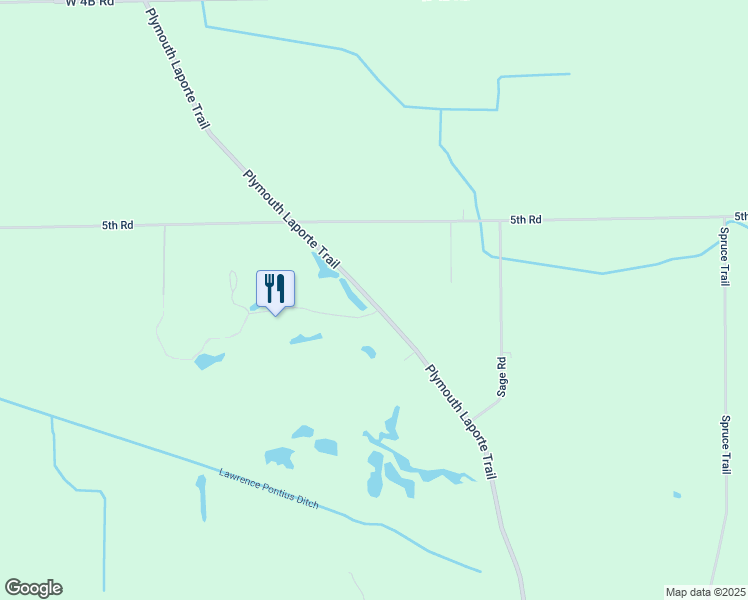 map of restaurants, bars, coffee shops, grocery stores, and more near 5197-5281 Plymouth Laporte Trail in Walkerton
