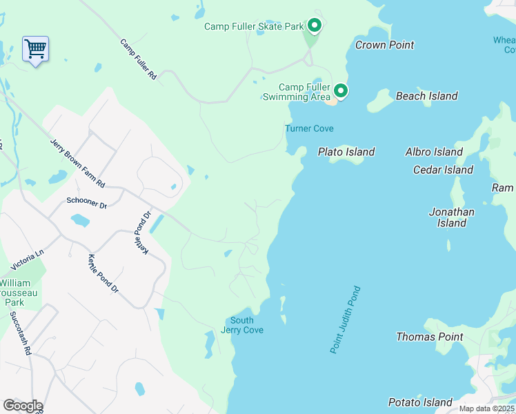 map of restaurants, bars, coffee shops, grocery stores, and more near 73 Fiore Drive in South Kingstown