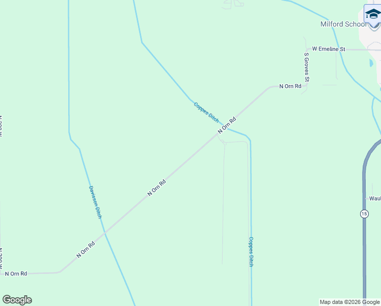 map of restaurants, bars, coffee shops, grocery stores, and more near 11669 North Orn Road in Milford