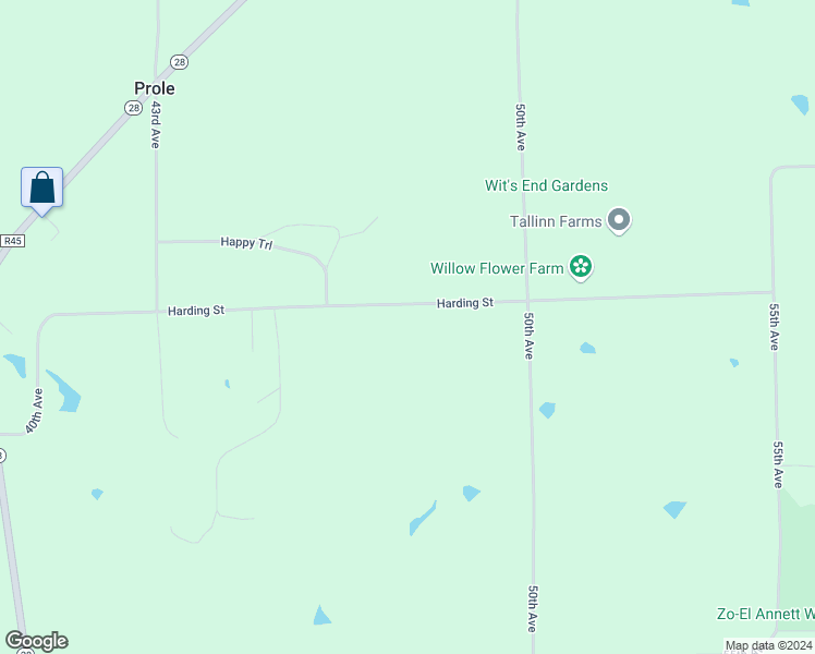 map of restaurants, bars, coffee shops, grocery stores, and more near 4770 Harding Street in Prole