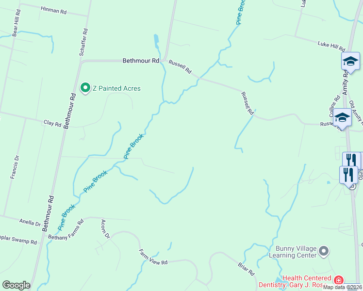 map of restaurants, bars, coffee shops, grocery stores, and more near 115 Atwater Road in Bethany