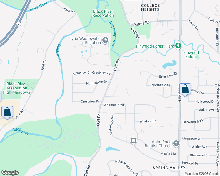 map of restaurants, bars, coffee shops, grocery stores, and more near 120 Brookvalley Drive in Elyria