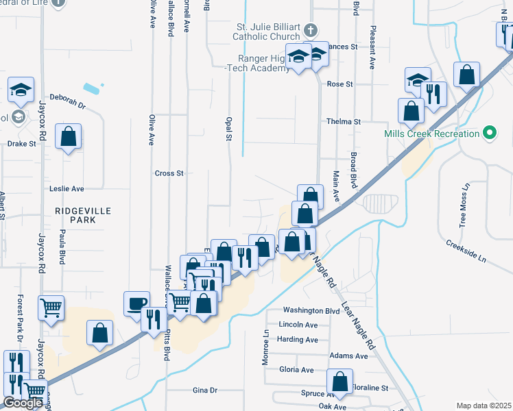 map of restaurants, bars, coffee shops, grocery stores, and more near 33900 Honeysuckle Lane in North Ridgeville