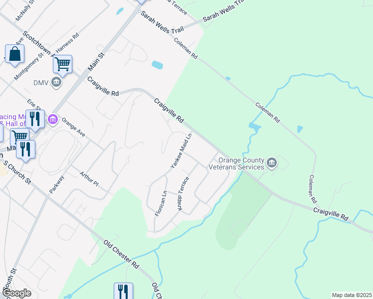 map of restaurants, bars, coffee shops, grocery stores, and more near 4 Yankee Maid Lane in Goshen
