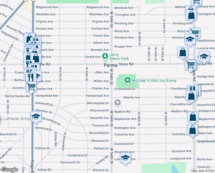 map of restaurants, bars, coffee shops, grocery stores, and more near in Parma