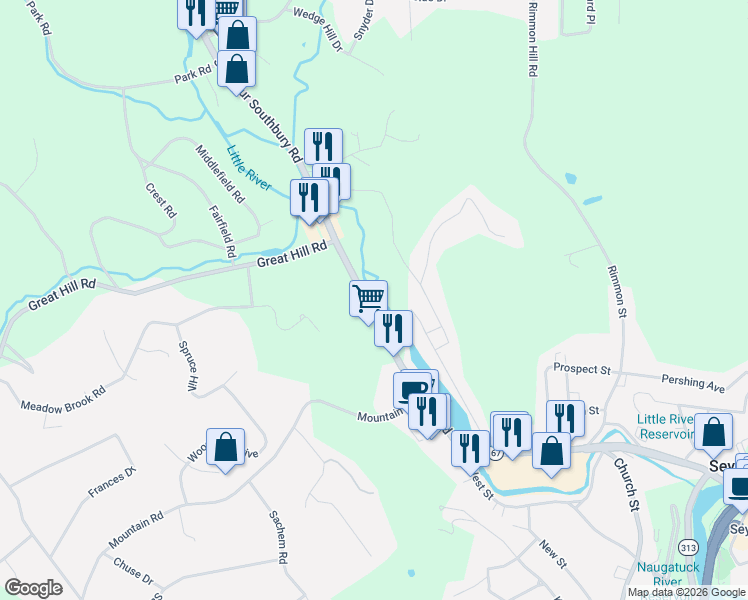 map of restaurants, bars, coffee shops, grocery stores, and more near 29 Wyant Road in Oxford