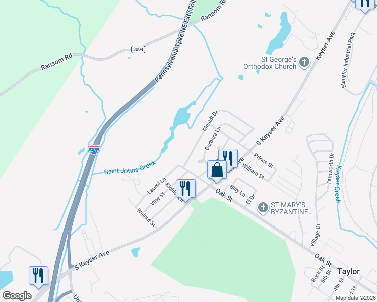 map of restaurants, bars, coffee shops, grocery stores, and more near 113 Rinaldi Drive in Taylor